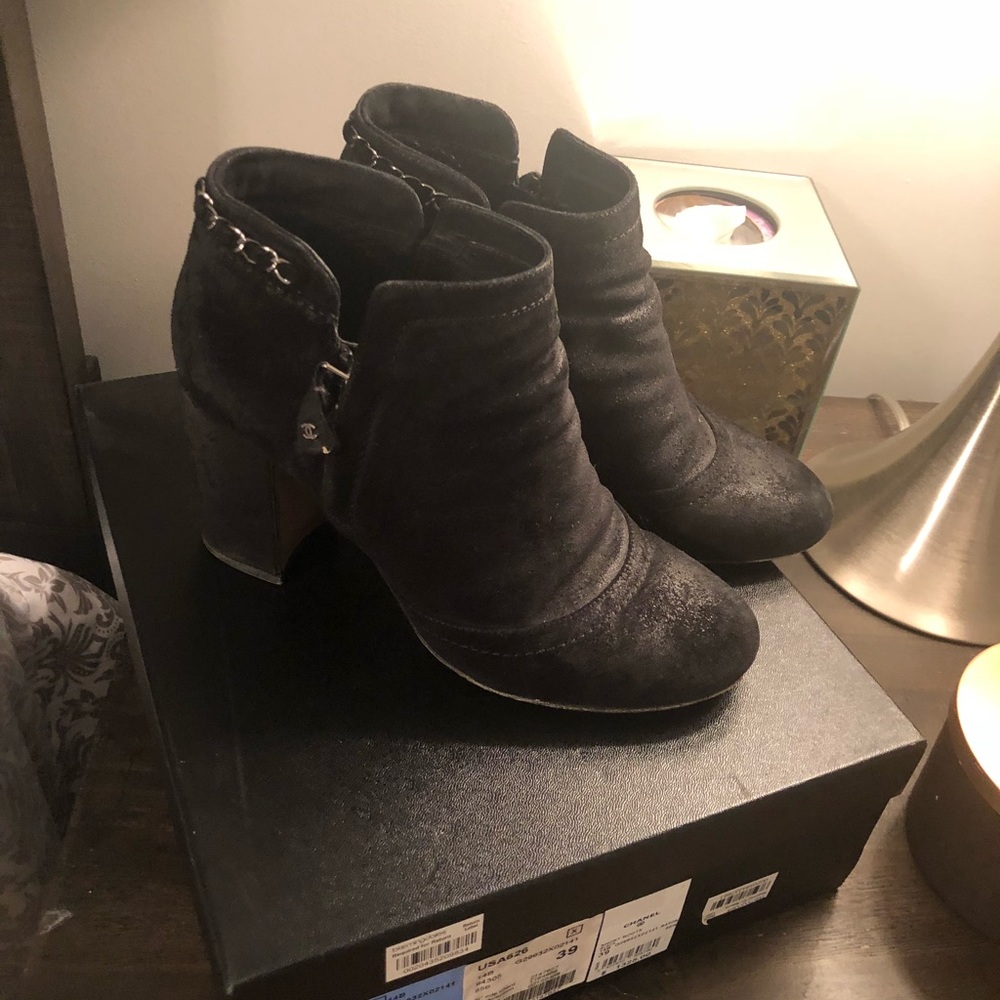 Chanel chain link booties